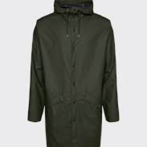 Rains Long Green Jacket; Unisex Size XXS/XS - Picture 6 of 7